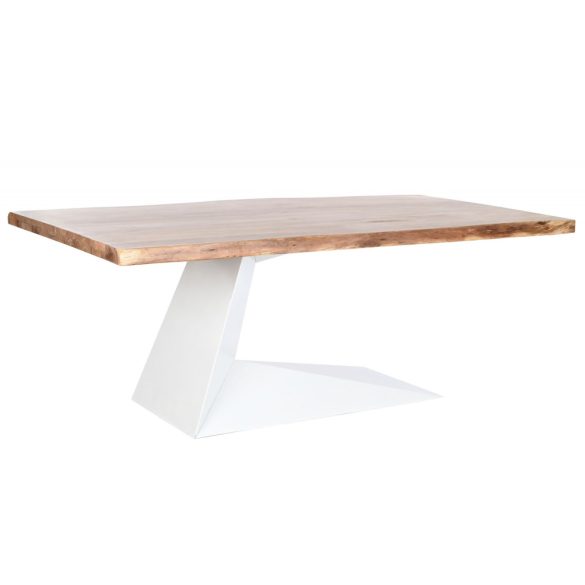 Ebédlő asztal akác fém 200x100x76 fehér lábbal