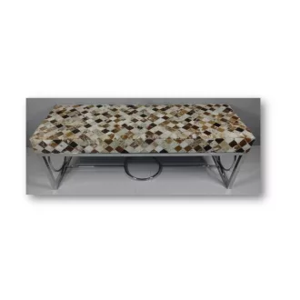 Kispad bőr fém 122x41x44 rombusz barna