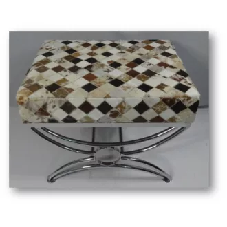 Kispad fém bőr 53x40x43 rombusz barna
