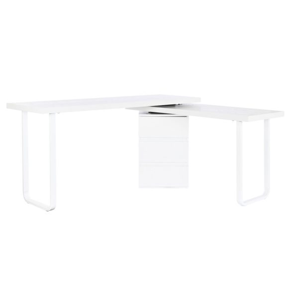 Íróasztal mdf fém 150x120x75 fehér