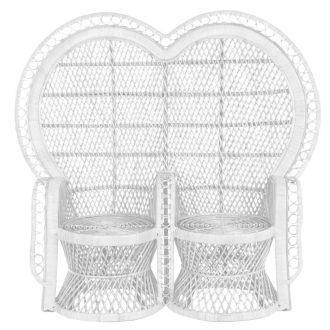 Fotel rattan 188x50x140 2 férőhelyes fehér