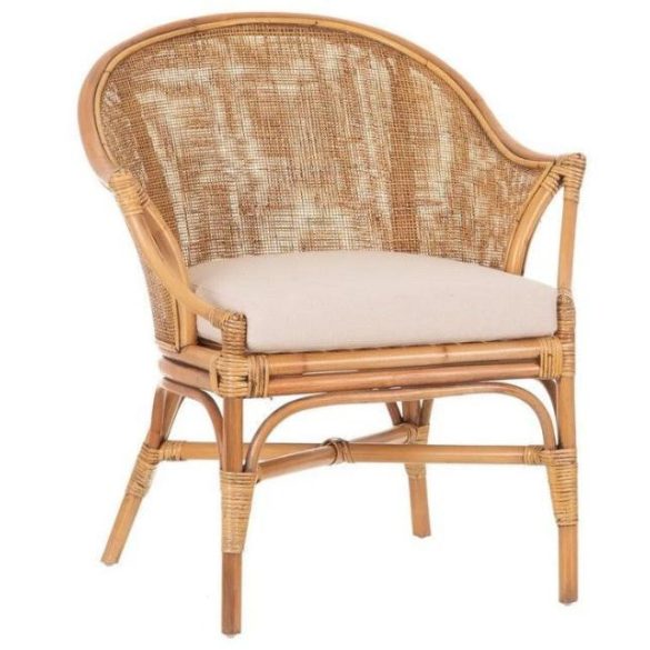 Fotel rattan pamut 66x50x90 párnával természetes