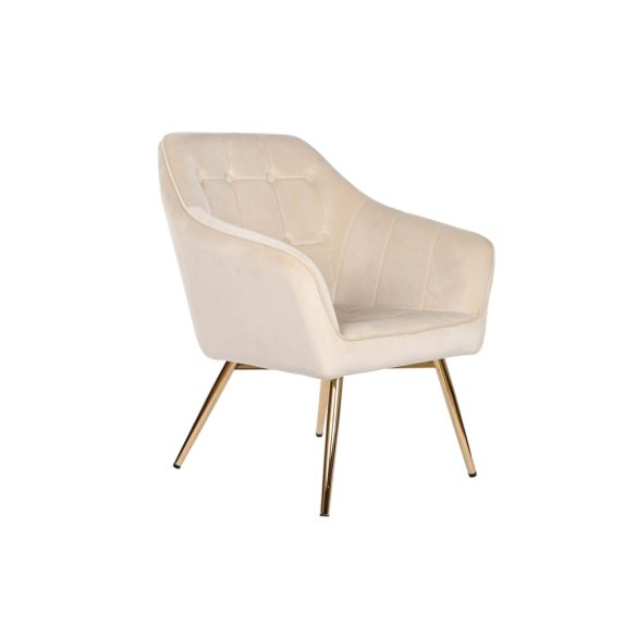 Fotel poliészter fém 74x74x90 velvet krémszín