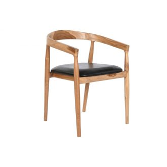 Szék tíkfa bőr 58x54x73 fekete