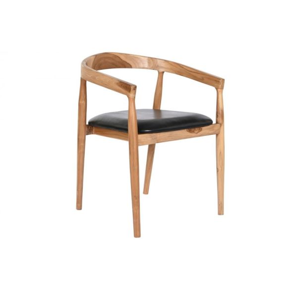 Szék tíkfa bőr 58x54x73 fekete