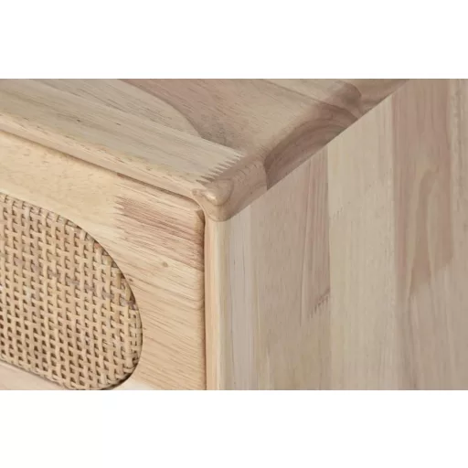 Tv-s szekrény gumifa, rattan, fém 120x30x48 cm natúr