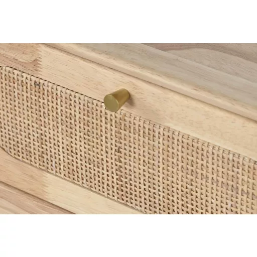 Tv-s szekrény gumifa, rattan, fém 120x30x48 cm natúr