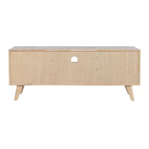 Tv-s szekrény gumifa, rattan, fém 120x30x48 cm natúr
