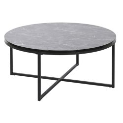Asztal mdf fém 80x80x35 márvány fekete