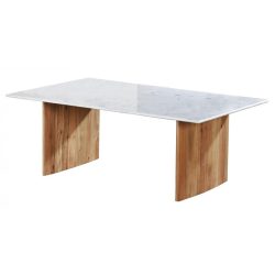   Dohányzó asztal márvány, mangófa 120x70x45 cm fehér, barna
