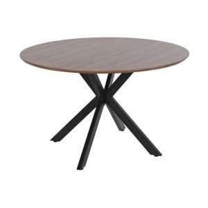 Ebédlőasztal mdf, fém 120x120x75 cm barna, fekete