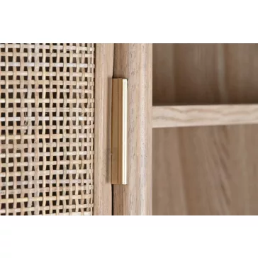 Polc gumifa, rattan 88x36x180 cm natúr