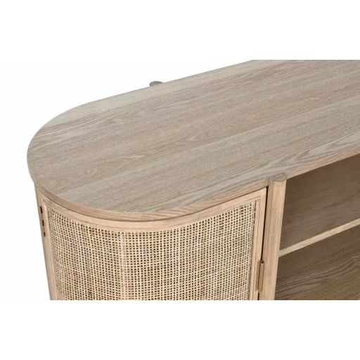 Tv-s szekrény gumifa, rattan 120x43,5x60 cm natúr