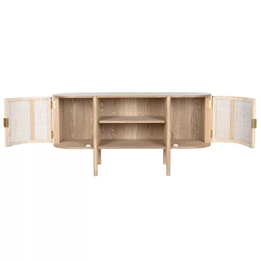 Tv-s szekrény gumifa, rattan 120x43,5x60 cm natúr