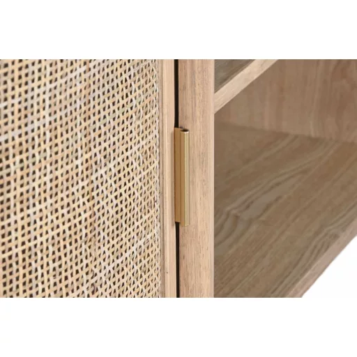 Tv-s szekrény gumifa, rattan 120x43,5x60 cm natúr