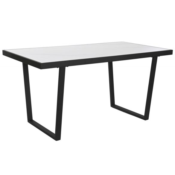 Ebédlőasztal fém, kő 150x80x75 cm fehér, fekete
