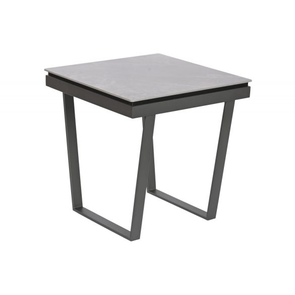 Kisasztal fém, kő 50x50x50 cm fehér, fekete