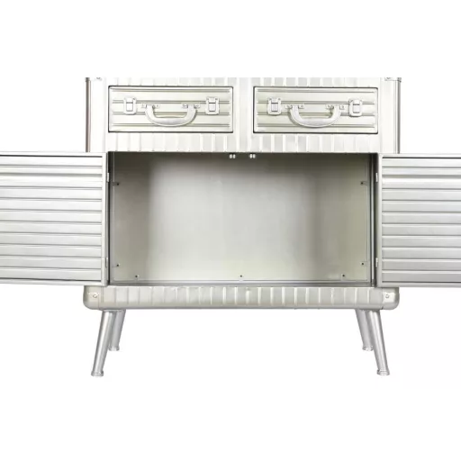 Szekrény fém, mdf 80x39x82 cm ezüst