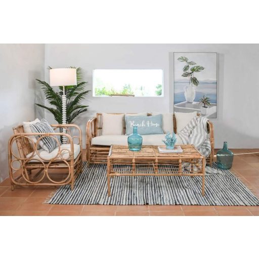 Dohányzó asztal rattan 110x60x45 cm natúr