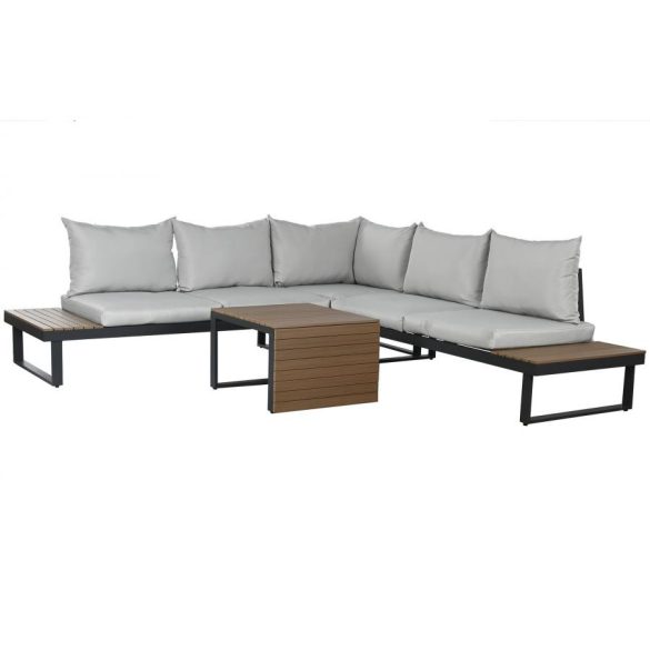 Sofa set 4 aluminio poliester 227x159x64 gris