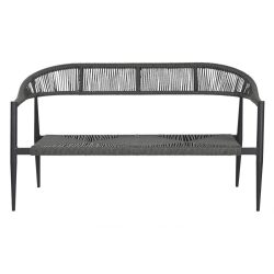 Sofa aluminio ratan 131x55x76 2 plazas negro