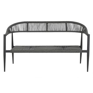 Kanapé alumínium, rattan 131x55x76 cm fekete, sötétszürke