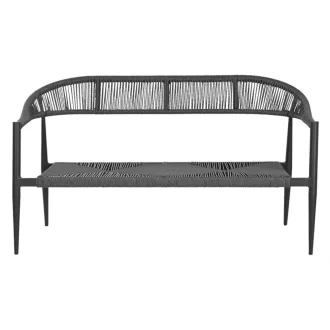   Kanapé alumínium, rattan 131x55x76 cm fekete, sötétszürke
