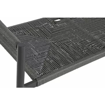   Kanapé alumínium, rattan 131x55x76 cm fekete, sötétszürke