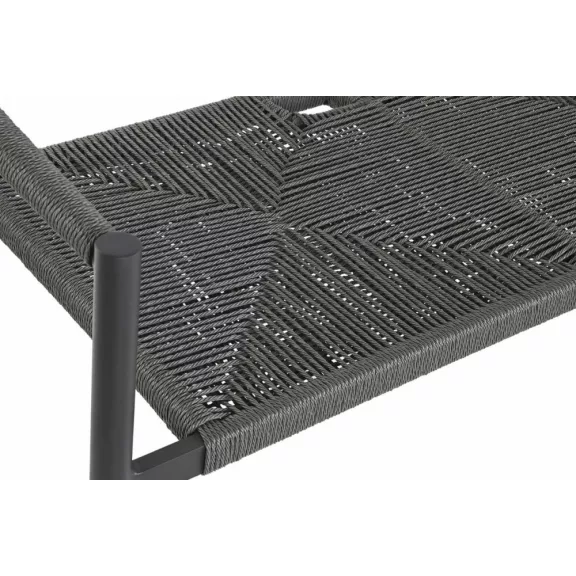 Kanapé alumínium, rattan 131x55x76 cm fekete, sötétszürke