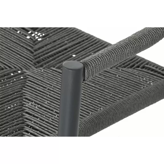 Kanapé alumínium, rattan 131x55x76 cm fekete, sötétszürke