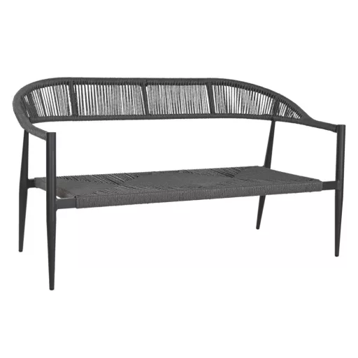 Kanapé alumínium, rattan 131x55x76 cm fekete, sötétszürke