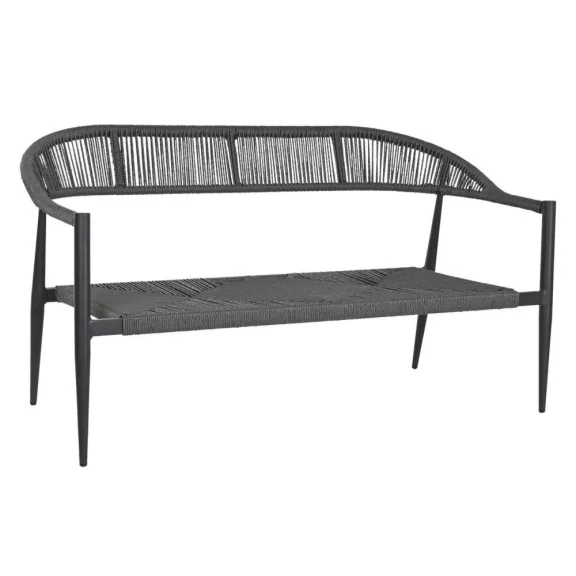 Kanapé alumínium, rattan 131x55x76 cm fekete, sötétszürke