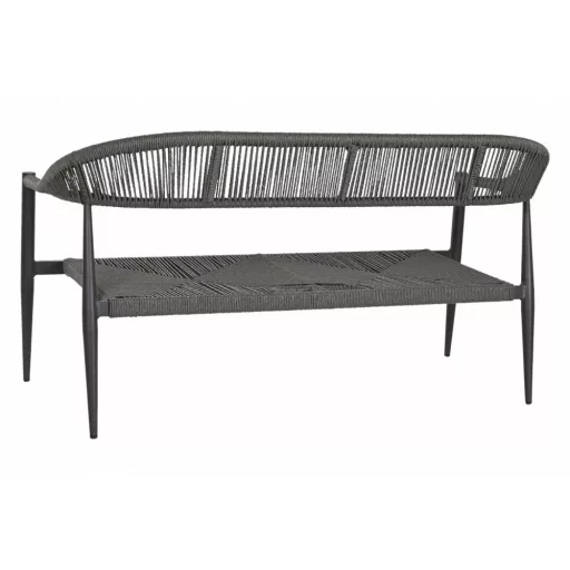 Kanapé alumínium, rattan 131x55x76 cm fekete, sötétszürke