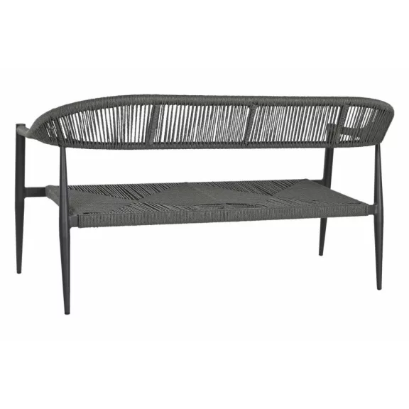 Kanapé alumínium, rattan 131x55x76 cm fekete, sötétszürke