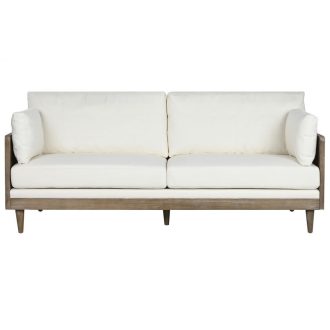 Kanapé rattan, poliészter 208x86x88 cm natúr, fehér