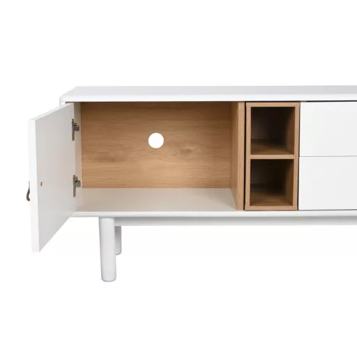Tv-s szekrény mdf, poliuretán 140x40x55 cm fehér, natúr