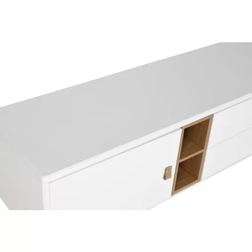 Tv-s szekrény mdf, poliuretán 140x40x55 cm fehér, natúr