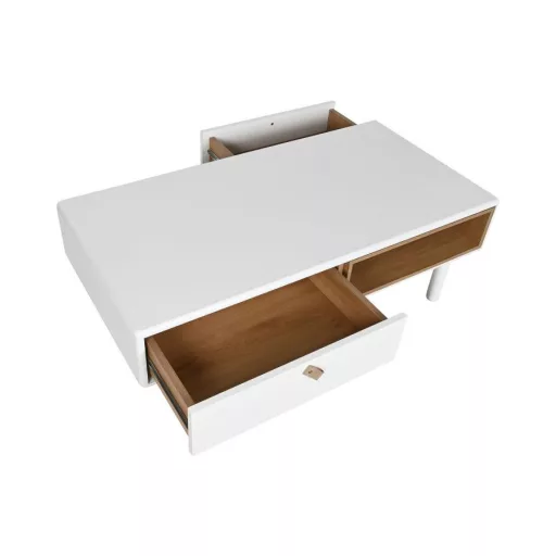 Dohányzóasztal mdf, poliuretán 120x60x40 cm fehér, natúr