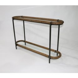   Konzolasztal lucfenyő, üveg, fém 131x36x81 cm natúr, fekete