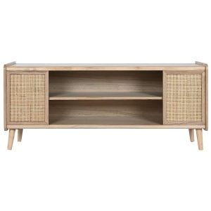 Tv-s szekrény császárfa, rattan 120x35x54 cm natúr