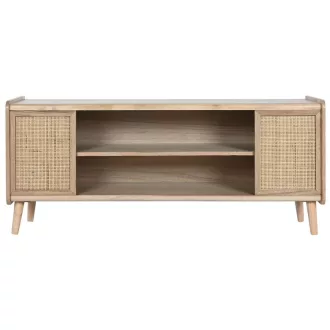 Tv-s szekrény császárfa, rattan 120x35x54 cm natúr
