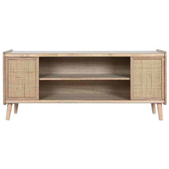 Tv-s szekrény császárfa, rattan 120x35x54 cm natúr