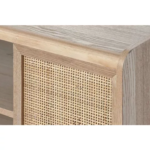 Tv-s szekrény császárfa, rattan 120x35x54 cm natúr
