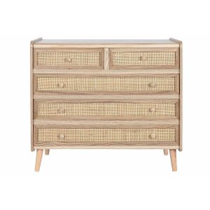 Komód császárfa, rattan 80x35x77 cm natúr