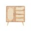 Tálalószekrény gumifa, rattan, fém 73,5x35x78 cm natúr