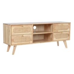 Mueble tv rubberwood ratan 120x30x48 natural