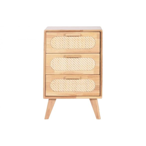 Fiókos szekrény gumifa, rattan, fém 40x30x63 cm natúr