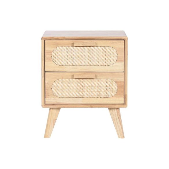 Éjjeli szekrény gumifa, rattan, fém 40x30x48 cm natúr