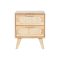 Éjjeli szekrény gumifa, rattan, fém 40x30x48 cm natúr