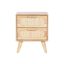 Éjjeli szekrény gumifa, rattan, fém 40x30x48 cm natúr